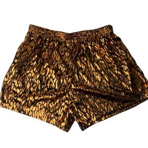 Men's Metallic Copper & Black Leopard Print Boxer Sleep Lounge Shorts Sz M 32-34